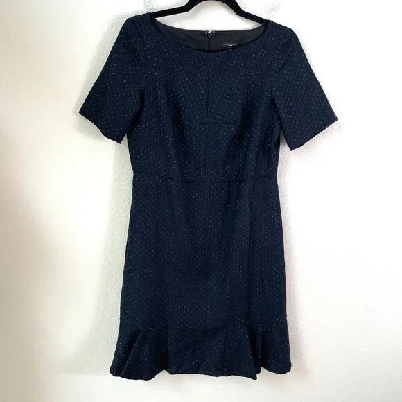 Ann Taylor Womens 6 Petite Short Sleeve Peplum Hem Sheath Dress Wool Blend - Picture 7 of 11